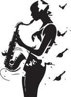 A person is blowing the trumpet Black And White, Vector Template Set for Cutting and Printing
