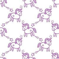 Cute seamless pattern with little cartoon pony and stars, vector texture