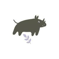 Cartoon mascot rhinoceros isolated on white background vector