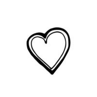 Heart illustration. White background. Black outline. The line in the form of heart. Template for Valentine s Day banners, posters, greeting cards. Minimalism vector