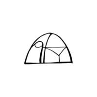 Camping tent. Hand drawing sketch vector illustration isolated on white background