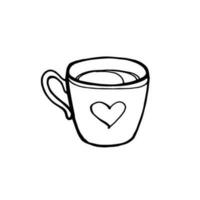 Cup of coffee or tea line art drawing. Art design minimal and wall art. Vector illustration.