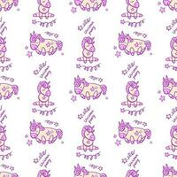 Cute seamless pattern with little cartoon pony and stars, vector texture