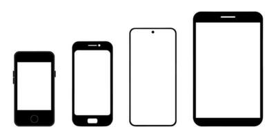 Black templates of mobile devices. Mobile phone mockup smartphone mockup. vector