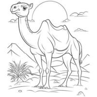 camello vector estrés colorante libro página