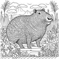 Capybara book for adults vector illustration