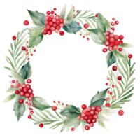 Watercolor Christmas Wreath. Illustration AI Generative png