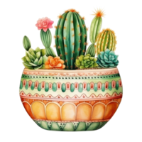 mignonne aquarelle cactus. illustration ai génératif png