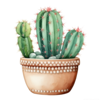 Cute watercolor cactus. Illustration AI Generative png