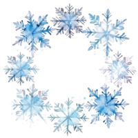 Watercolor snowflake frame. Illustration AI Generative png