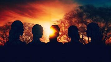 Silhouette of a women on a background. Multiple identities. . photo