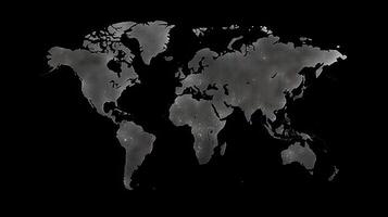 World map on black background. Generative AI. photo