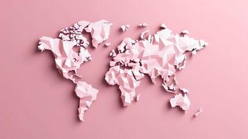 World map pink art background. Generative AI. photo