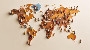 World map population with peoples background. . photo