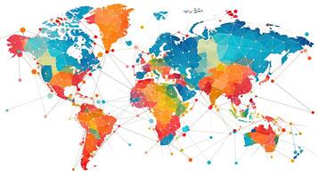 mundo mapa alfiler en un mapa con rutas antecedentes. generativo ai. foto