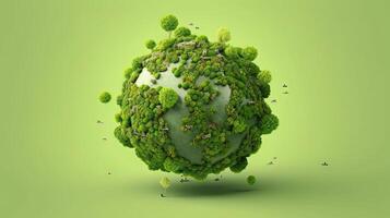 World map green planet world map trees background. . photo