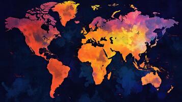 mundo mapa digital Arte antecedentes. generativo ai. foto