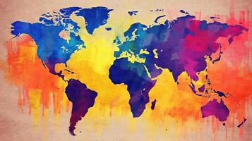 World map digital art background. . photo