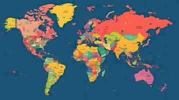 mundo mapa banderas países antecedentes. generativo ai. foto