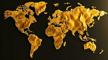World map golden sand background. Generative AI. photo