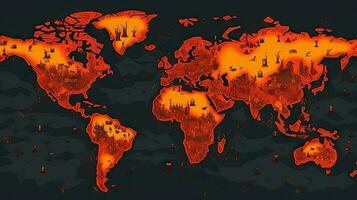 mundo mapa infierno en tierra antecedentes. generativo ai. foto