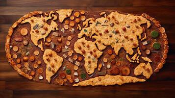 World map pizza background. . photo