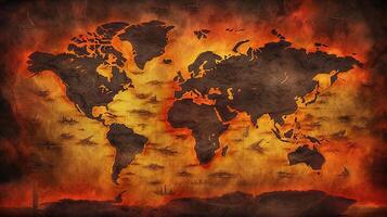 World map hell on Earth background. . photo