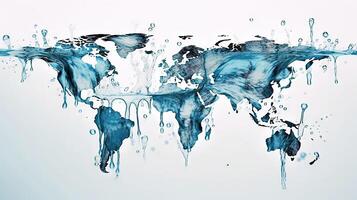 World map water background. Generative AI. photo