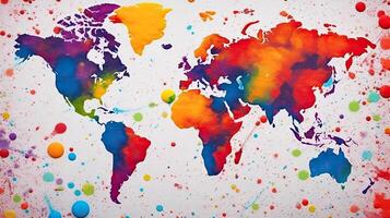World map painting background. . photo