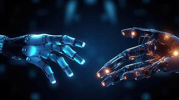Robots hands touch each other. . photo