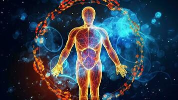 Human body health, modern medical science global international medical. Generative AI. photo