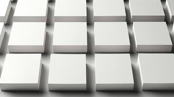 White cubes in a row. Abstract background. Generative AI. photo