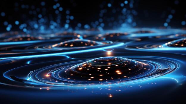 resumen fractal con brillante partículas en vacío espacio. generativo ai. foto