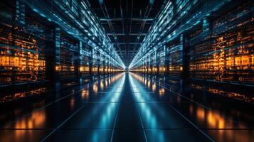 Abstract technology background. Hi-tech data corridor. . photo