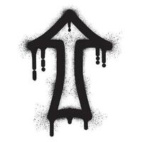 Arrow icon graffiti with black spray paint vector