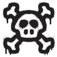 Skull and crossbones poison icon graffiti with black spray paint vector