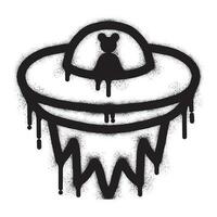 Ufo icon graffiti with black spray paint vector