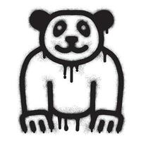 Panda graffiti with black spray paint vector