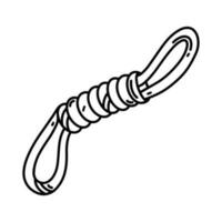 Cotton rope toy for dog. Vector icon. Accessory for pet play, fun, training. Black and white illustration. Simple doodle, sketch. Item for domestic animal. Isolated clipart for print, shop, vet clinic