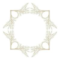 Heliconia leaves floral frame monogram vector design template with copy space for text or lettering