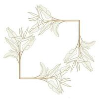 Heliconia leaves floral frame monogram vector design template with copy space for text or lettering