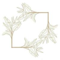 Heliconia leaves floral frame monogram vector design template with copy space for text or lettering