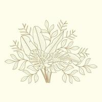 natural leaf set template vector thin natural soft gold color