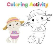 Colouring page with summer theme. Coloring activity. Vector file.