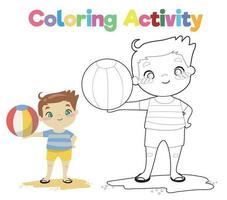 Colouring page with summer theme. Coloring activity. Vector file.