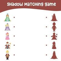 Matching shadow game for children. Find the correct shadow. Worksheet for kid. Printable activity page for kids. Vector file.