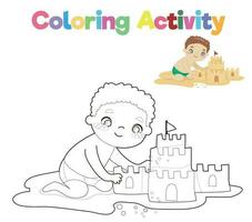 Colouring page with summer theme. Coloring activity. Vector file.