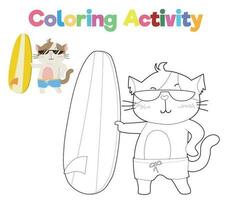 Colouring page with summer theme. Coloring activity. Vector file.