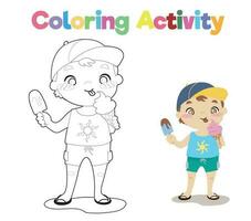 Colouring page with summer theme. Coloring activity. Vector file.