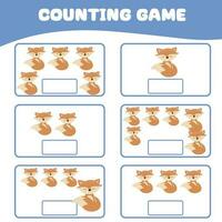 Mathematic counting worksheet. Count picture and write activity. Worksheet for kid. Educational printable worksheet. Vector illustration.